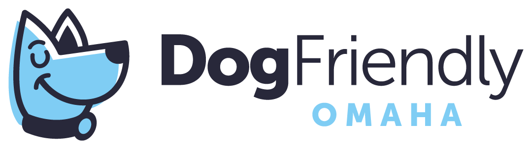 dog friendly omaha blue horizontal logo