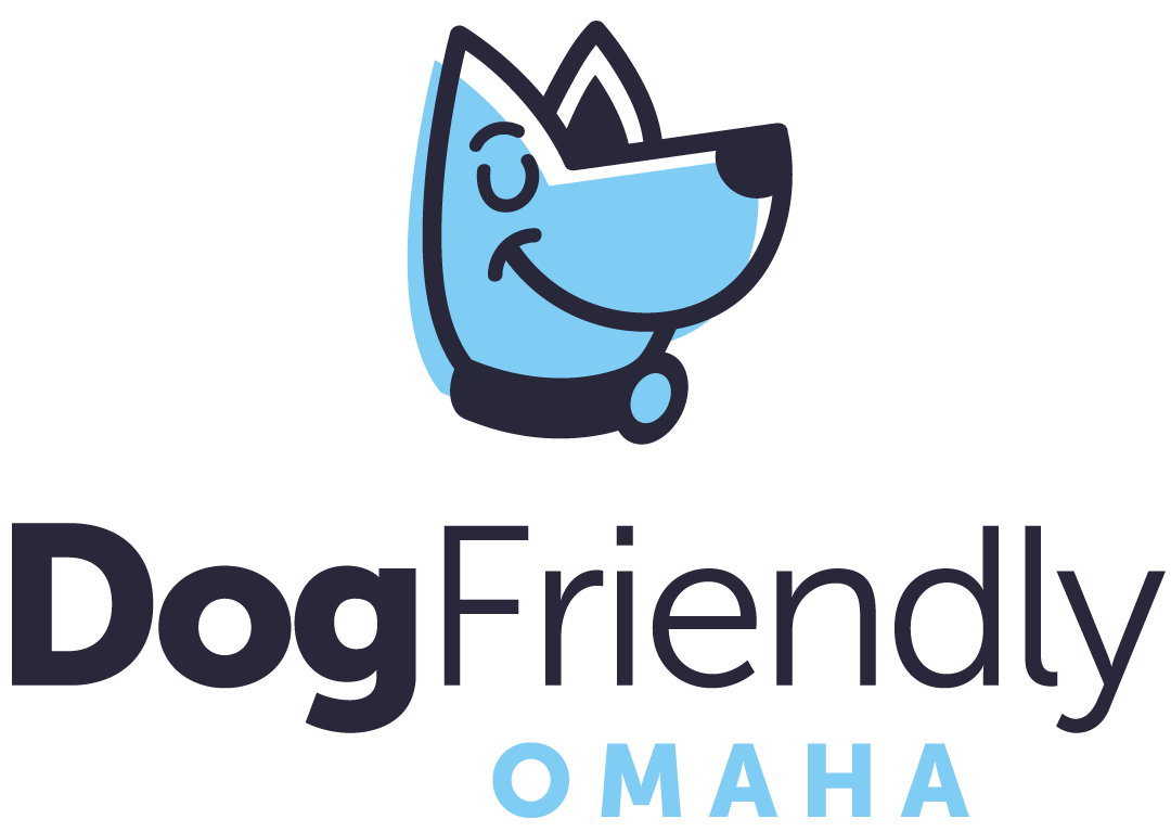 dog friendly omaha blue logo gray lettering